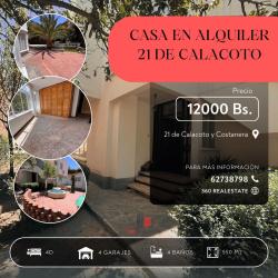 HERMOSA CASA EN ALQUILER CALLE 21 DE CALACOTO