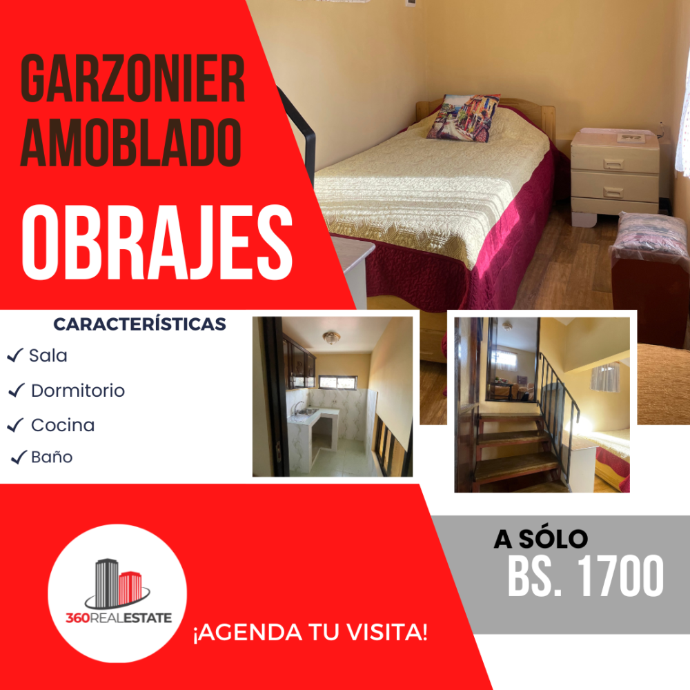 GARZONIER AMOBLADO EN ALQUILER - OBRAJES